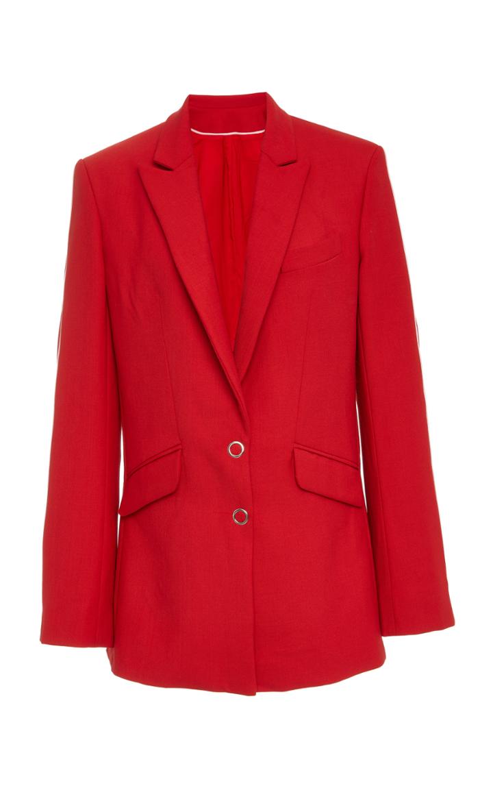 Jonathan Simkhai Oversized Snap-detailed Wool-crepe Blazer