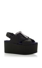Marni Quilted Crepe Satin Black Wedge Shoe
