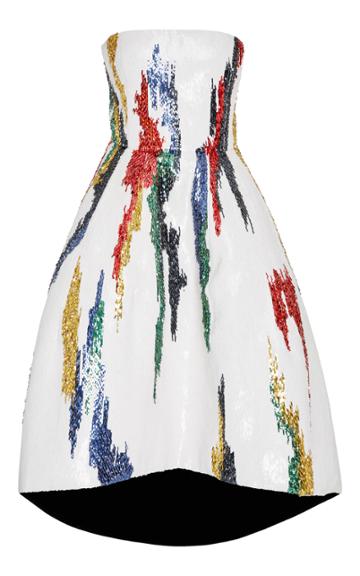 Oscar De La Renta Strapless Tea Length Gown