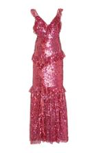 Needle & Thread Scarlett V-neck Sequined Midi Gown Size: 0