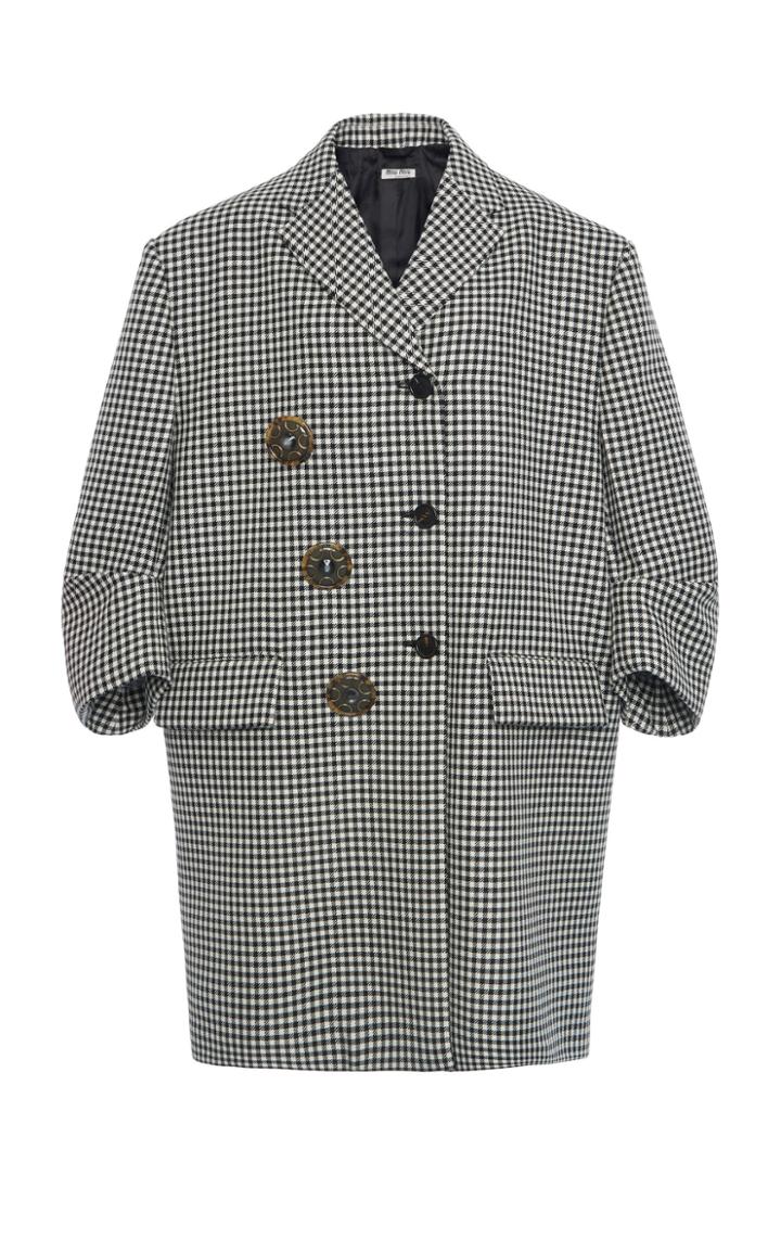 Moda Operandi Miu Miu Oversized Gingham Cady Coat Size: 38