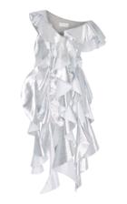 Christian Siriano Lame Multi Flounce Dress