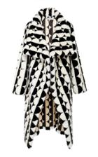 Oscar De La Renta Geometric Shawl Fur Coat