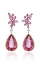 Goshwara 18k Gold Pink Sapphire Rubellite And Diamond Earrings