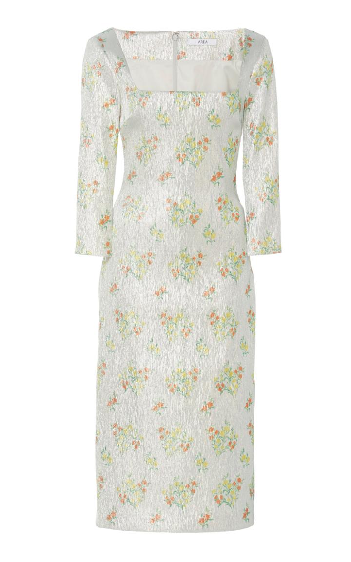 Moda Operandi Area Floral Printed Lame Midi Dress Size: S