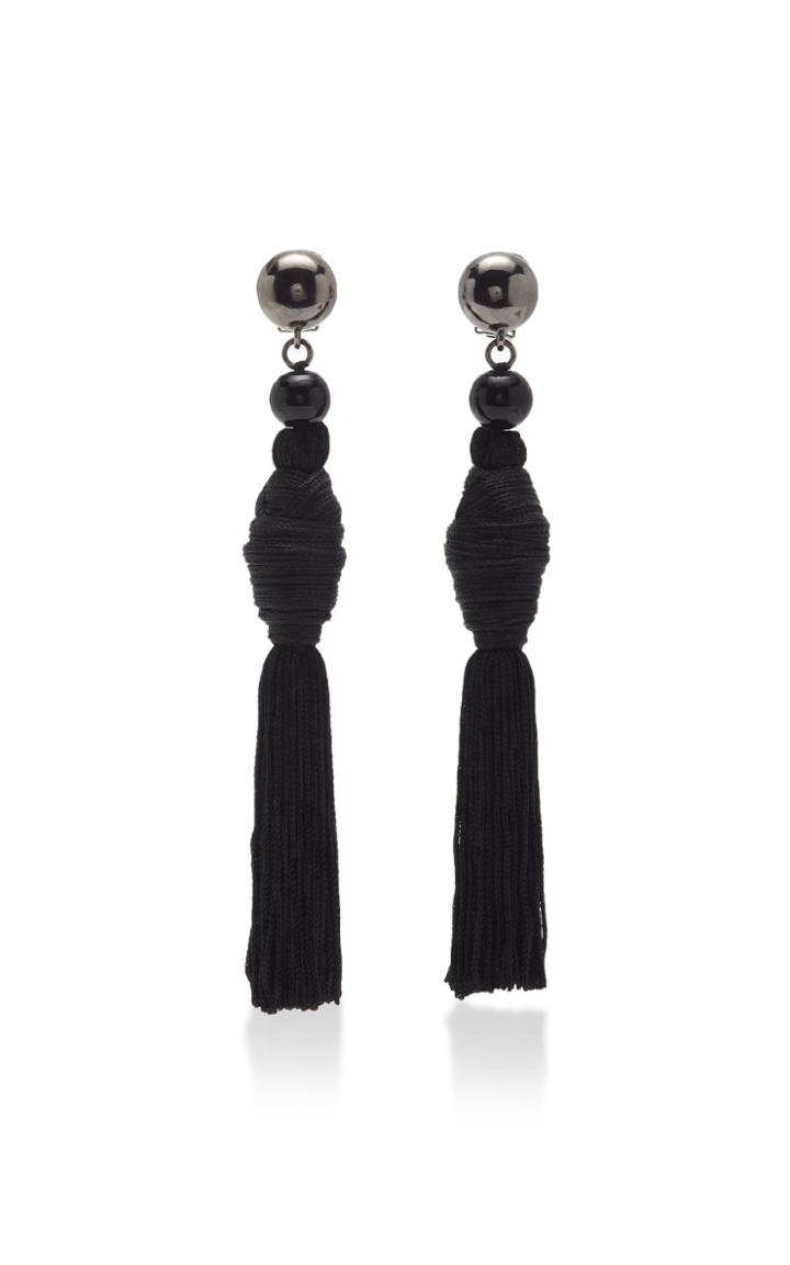 Oscar De La Renta Knotted Silk Tassel Earrings