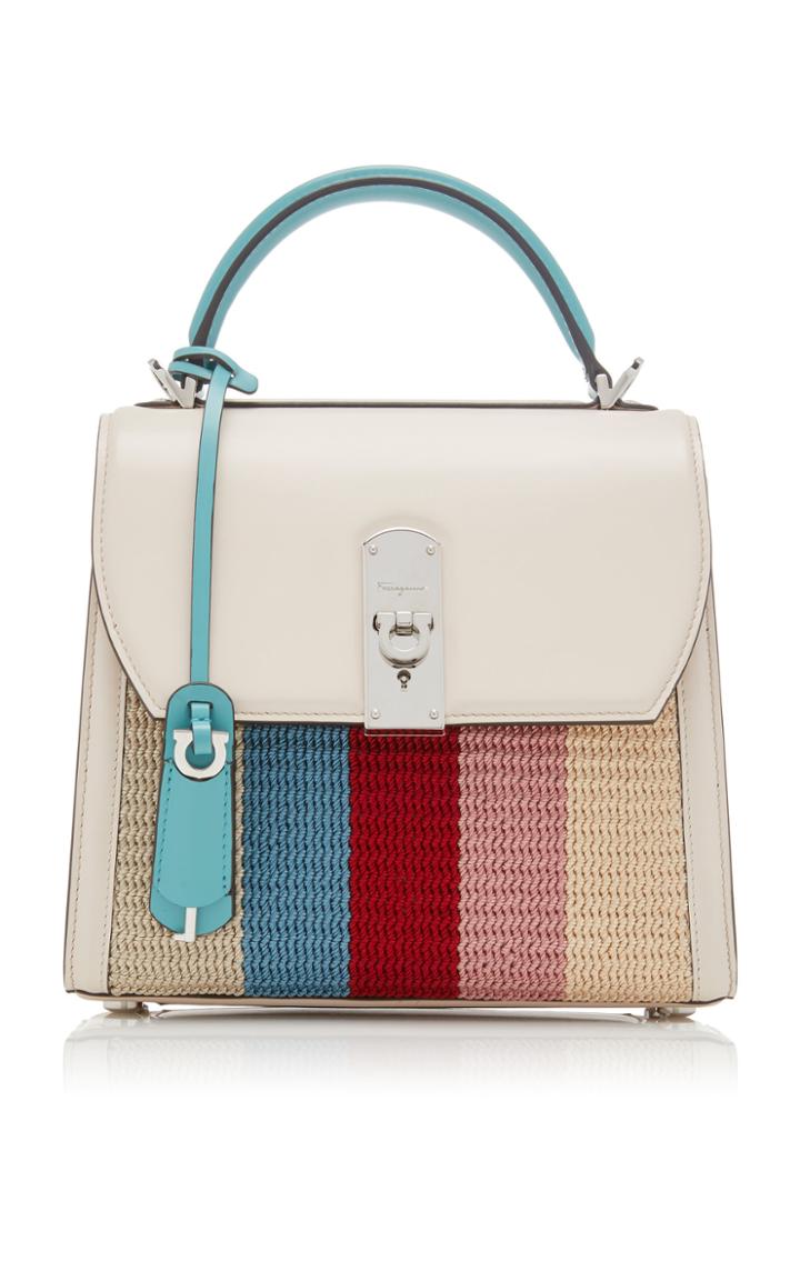 Salvatore Ferragamo Boxyz Medium Leather And Knitted Bag