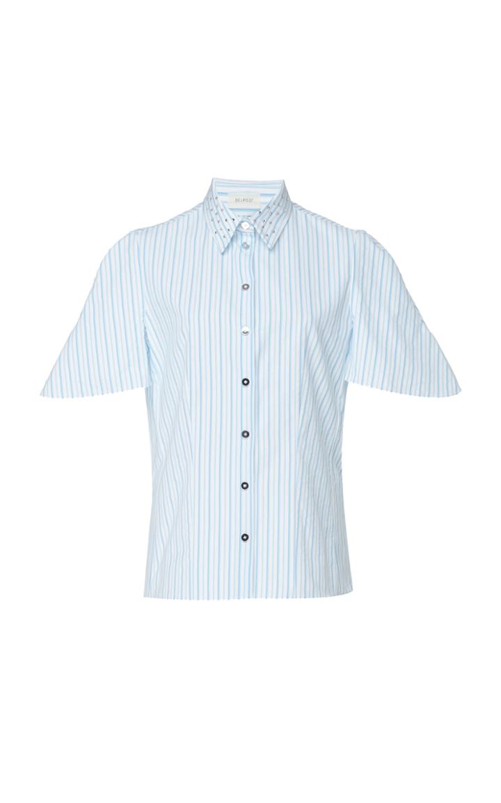 Delpozo Striped Cotton-blend Poplin Top