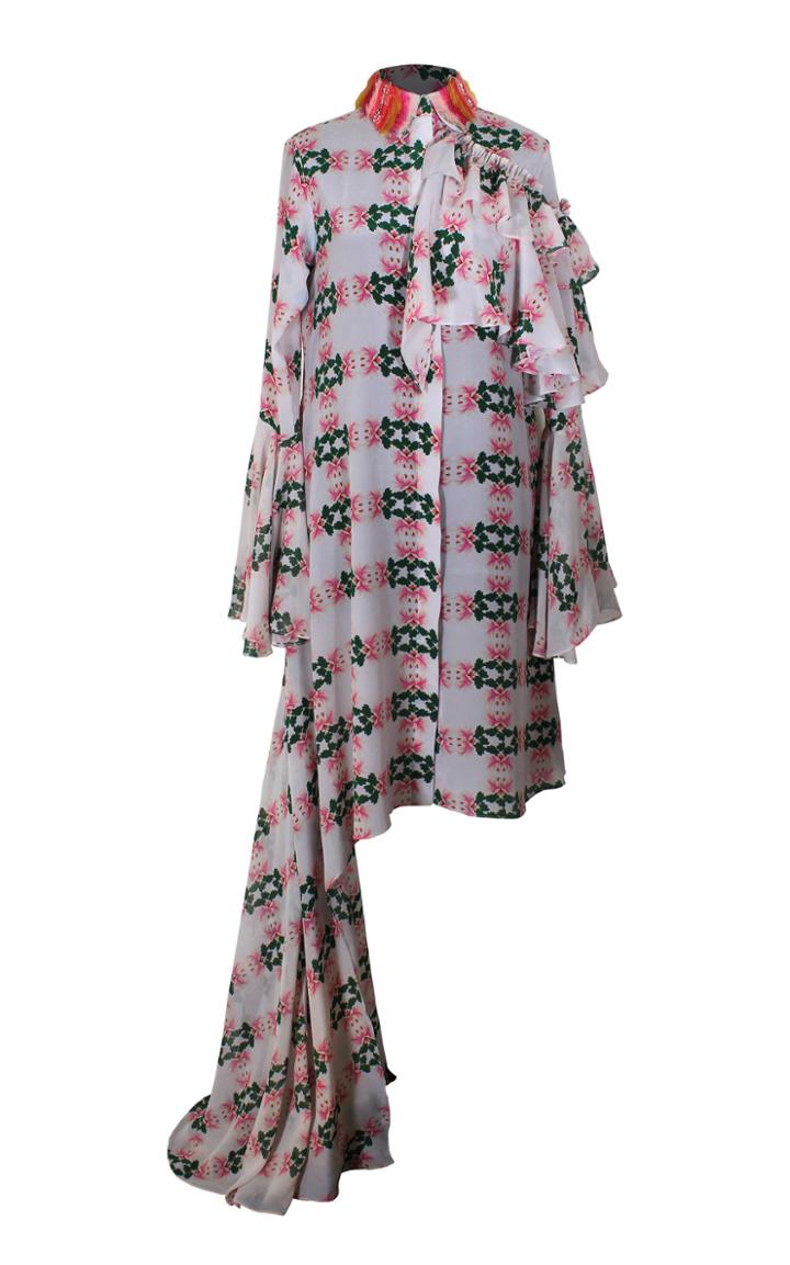 Roopa Hanka Silk Ruffle Waterfall Dress