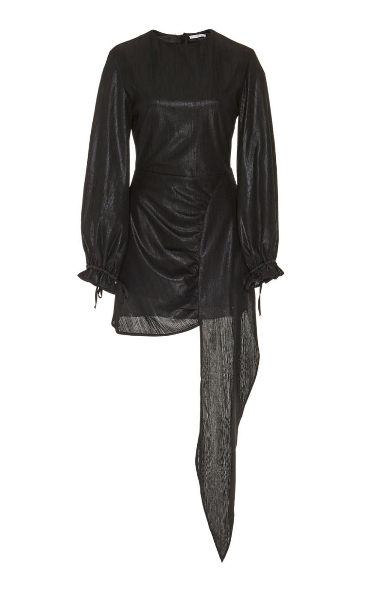 Atoir Paco Draped Metallic Georgette Mini Dress Size: Xs