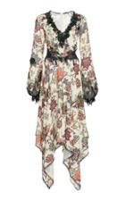 Costarellos Lace Trim Floral Dress