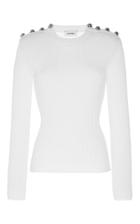 Courrges Embellished Rib-knit Cotton Top