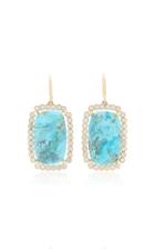 Kathryn Elyse Halo 14k Yellow Gold Turquoise And Diamond Earrings