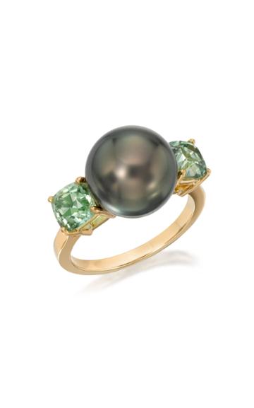 Moda Operandi Assael One Of A Kind 18k Yellow Gold And Green Garnet Three Stone Ring