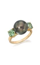 Moda Operandi Assael One Of A Kind 18k Yellow Gold And Green Garnet Three Stone Ring