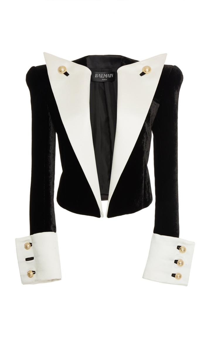 Balmain Contrast Satin Lapel Velvet Jacket