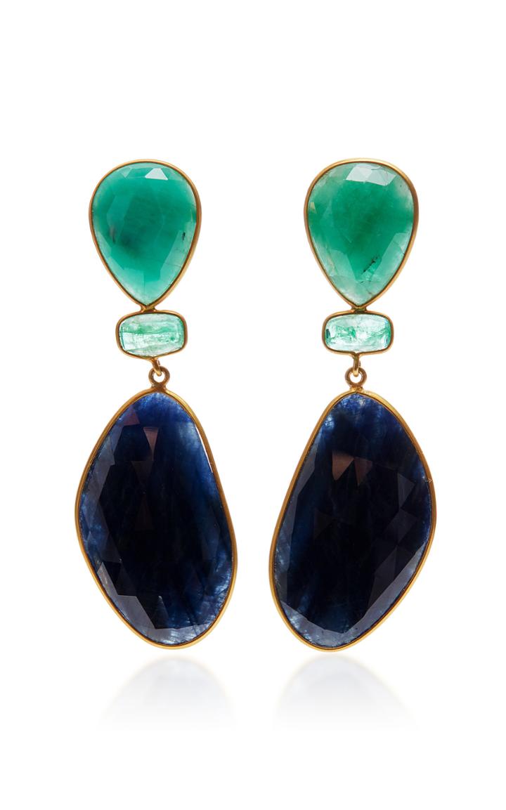Bahina One-of-a-kind Emerald And Sapphire Earrings