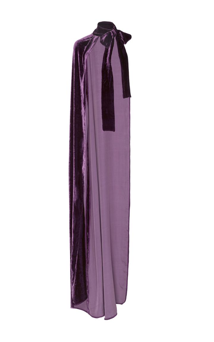 Elie Saab One Shoulder Velvet Cape