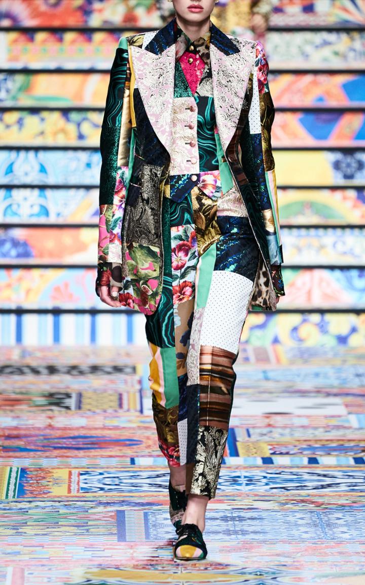 Moda Operandi Dolce & Gabbana Patchwork Peaked Brocade Jacket