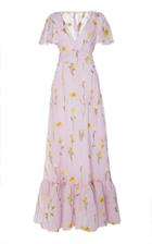 Lela Rose Floral-print Cotton-blend Maxi Dress