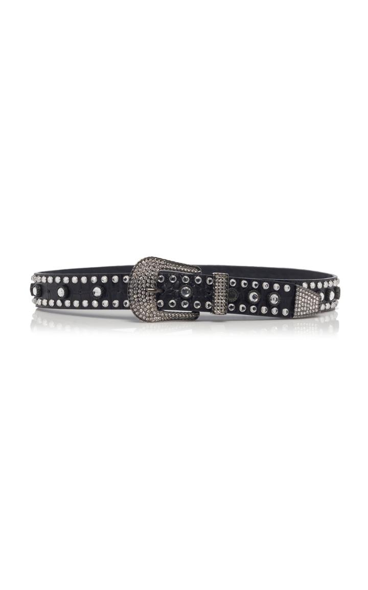 Alessandra Rich Rhinestone Embellished Leather Belt
