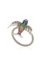 Colette Jewelry 18k White Gold Sapphire And Tsavorite Ring