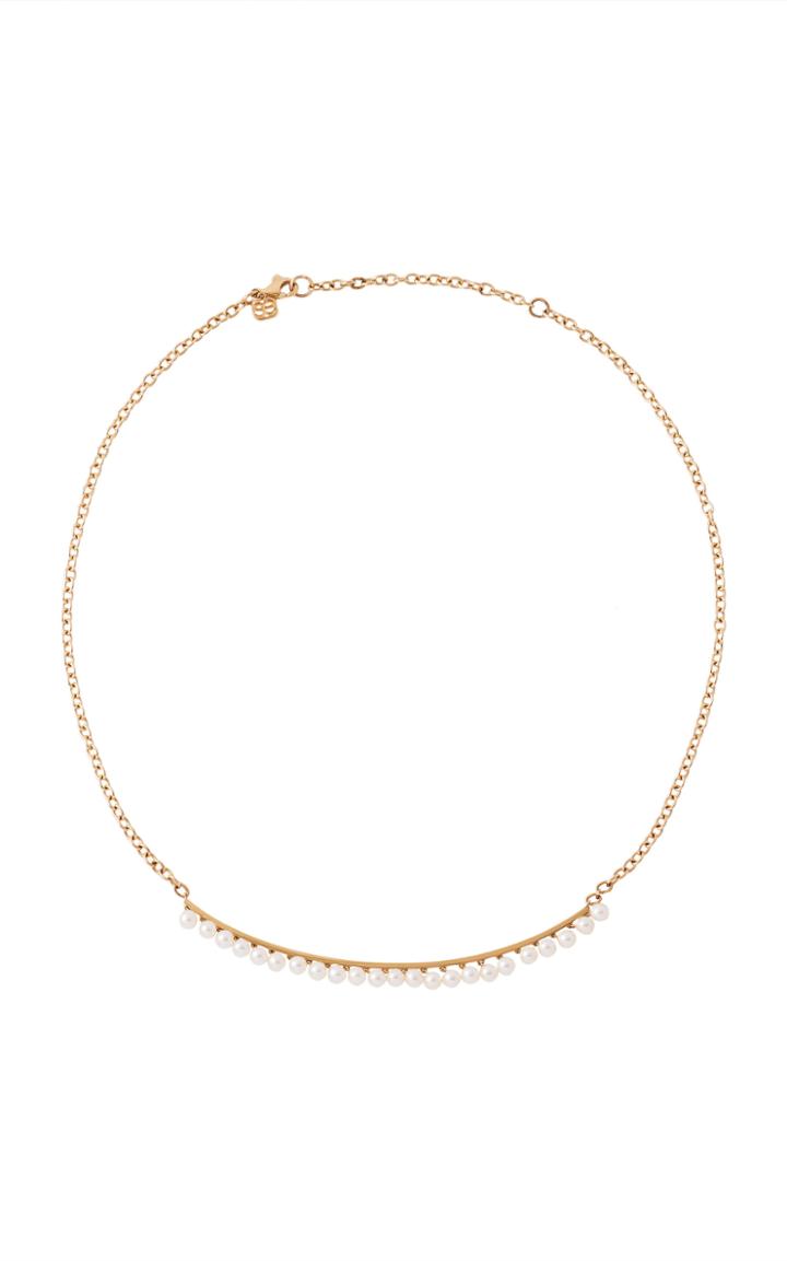 Sydney Evan Pearl Drop Long Bar Necklace