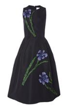 Carolina Herrera Floral Sequined Sleeveless Satin Dress