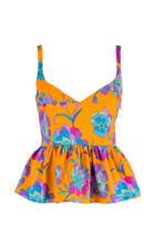 La Doublej Peplum Printed Cotton Blend Top