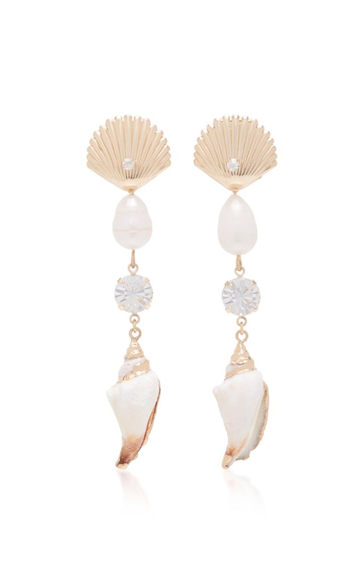 Dannijo Marin 10k Gold-plated Pearl And Shell Earrings