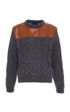 Prada Leather Panel Wool Sweater Size: 46