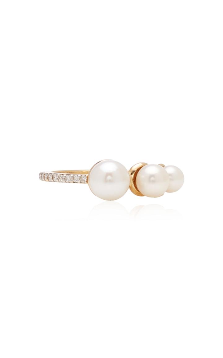 Moda Operandi Mateo 14k Yellow Gold Trio Pearl Ring