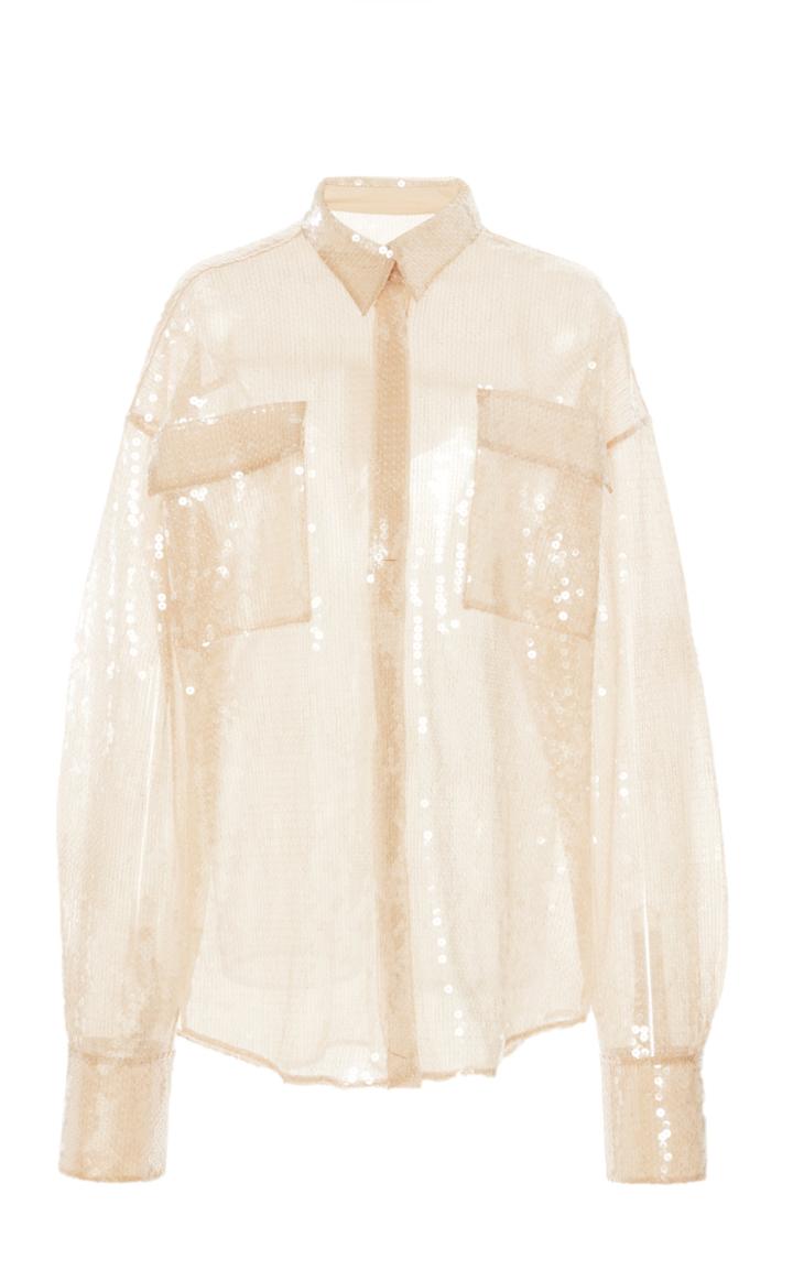 David Koma Sheer Oversized Sequined Top