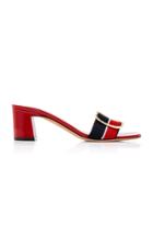 Bally Jordy Striped Grosgrain And Patent Leather Sandals