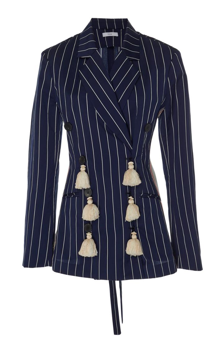 Tome Paneled Crepe Tassel Blazer