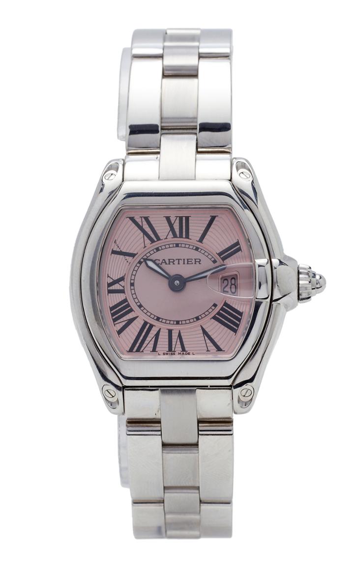Vintage Watches Cartier Roadster With Pink Roman Dial