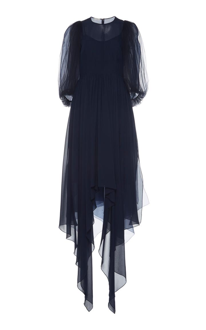Delpozo Tulle Sleeve Midi Dress