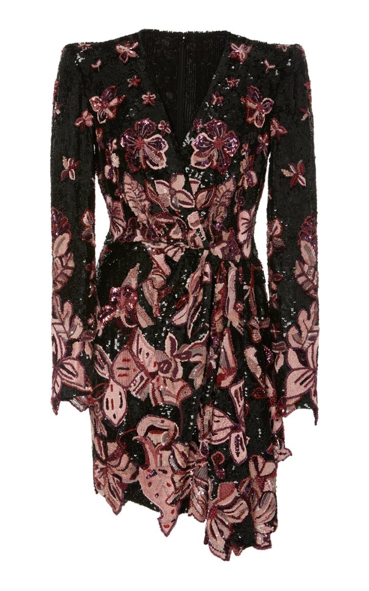 Zuhair Murad Rain Floral-embroidered Silk-blend Mini Dress
