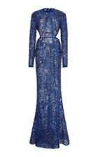 Elie Saab Long Sleeve Backless Gown