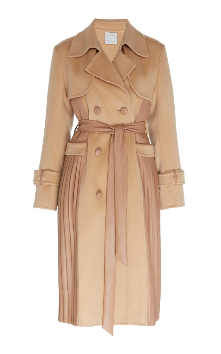 Huishan Zhang Ginger Pleated-trim Two-toned Trench