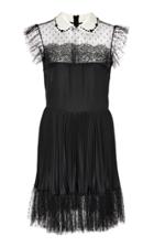 Red Valentino Tulle-trimmed Pliss Satin Mini Dress Size: 44