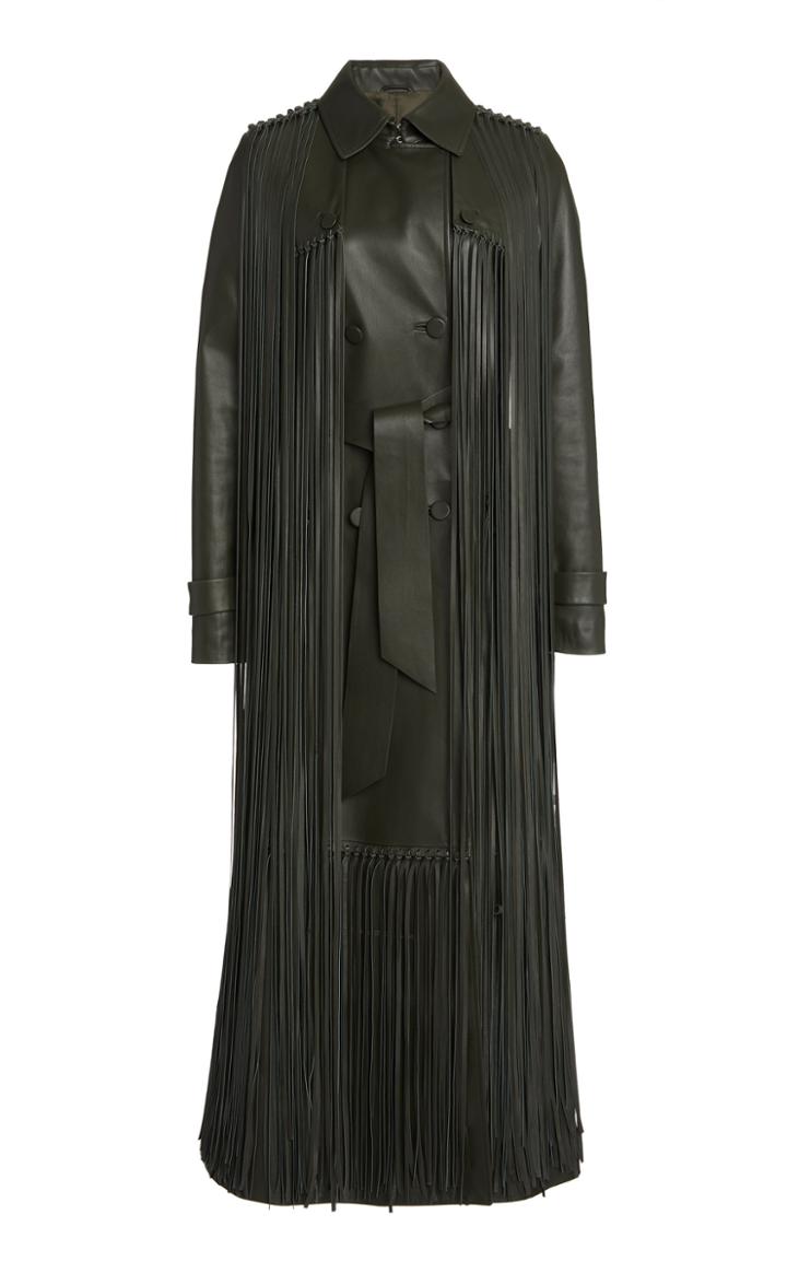 Moda Operandi Gabriela Hearst Cattell Fringed Leather Double-breasted Trench Coat