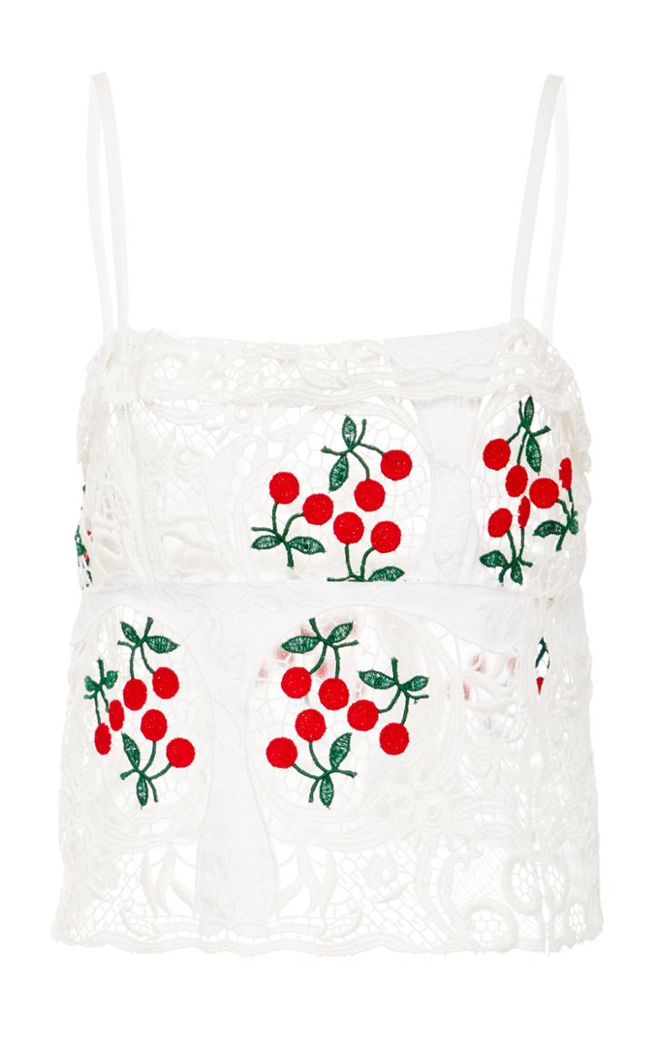 Brock Collection Spaghetti Cherry Lace Strap Talia Top