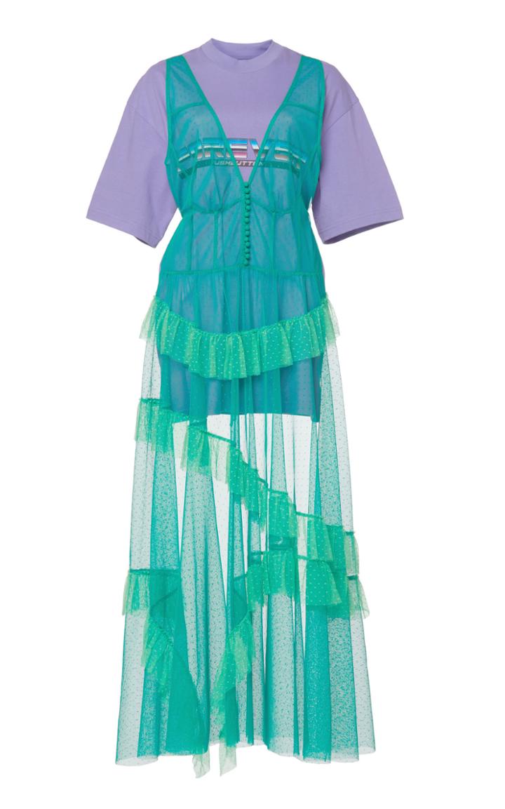 Pushbutton Cotton-blend T-shirt Dress