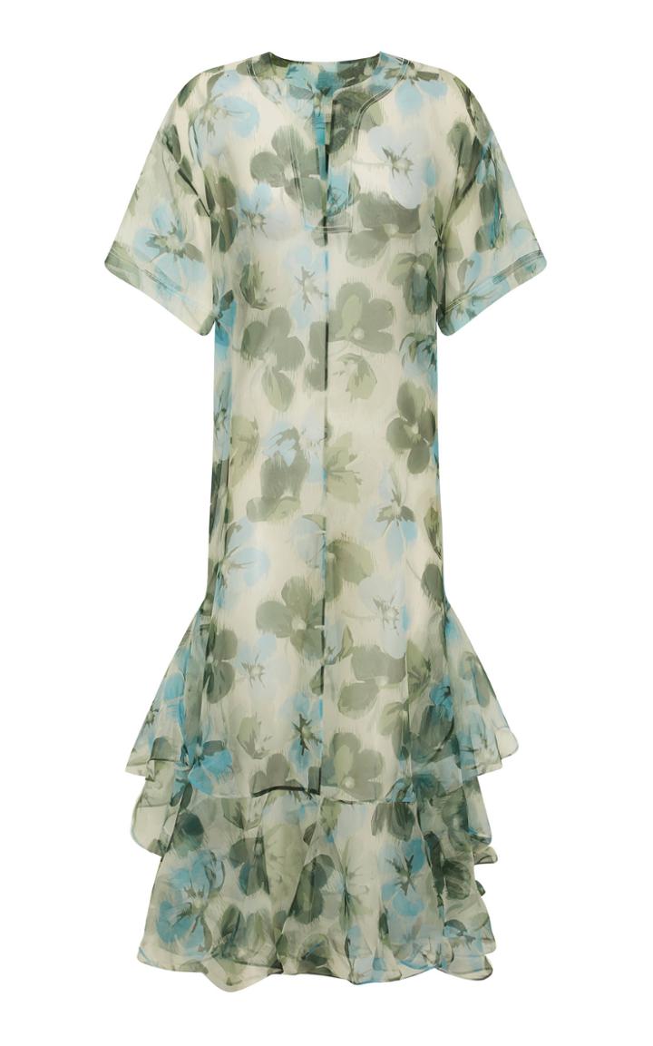 Lee Mathews Lucile Organza Short Sleeve Ruffle Dress