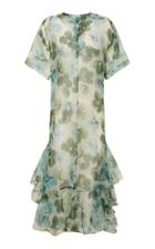 Lee Mathews Lucile Organza Short Sleeve Ruffle Dress