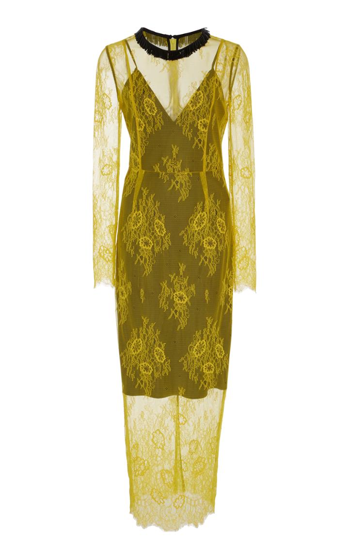 Diane Von Furstenberg Embellished Leave Overlay Dress