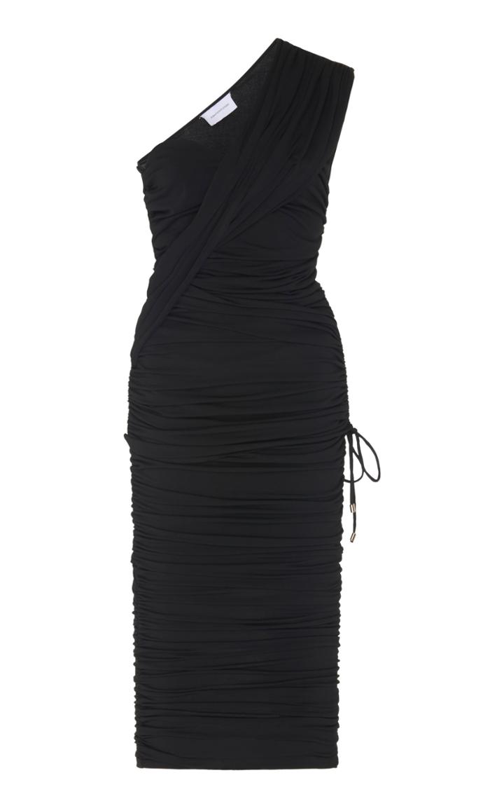 Significant Other Orion One-shoulder Ruched Stretch-jersey Midi Dress