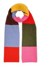 Ganni Ribbed Color-block Wool-blend Scarf