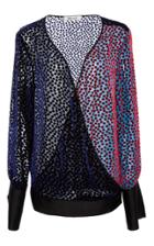 Diane Von Furstenberg Long Sleeve V-neck Velvet Top